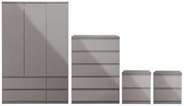 Habitat Jenson Gloss 4 Piece 3 Door Wardrobe Set - Grey