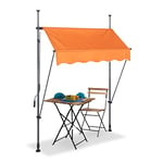 Relaxdays Auvent pour Balcon, Hauteur réglable, sans percer, Anti-UV, 150 x 120 cm, Orange-Gris