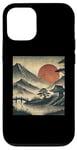 Coque pour iPhone 12/12 Pro Village japonais vintage jardin vue montagne paysage soleil