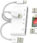 Adaptateur USB Lightning USB C(5 en 1)Lecteur Carte SD Micro SD OTG 3.0 Chargeur pour IPhone 16 15 pour IPad Mac Compatible avec Samsung pour Apple TF Card Reader Appareil Photo Clé Mémoire(Q467)