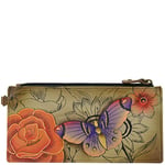 Anna by Anuschka Women's Hand Painted Leather Wallet Organizer, Floral Paradise Tan, One Size