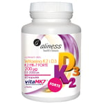 Aliness Vitamin K2 FORTE MK-7 200 µg from Natto + D3, 60 capsules