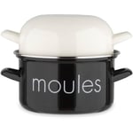 Marmite à moule BAUMALU 20 cm -  Décor moules - Couvercle blanc - Noir