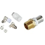 SOMATHERM FOR YOU KIT7250 1 X Kit thermostatique Liquide & /5608-16-15 - Raccord Droit Mâle à sertir pour Tube Multicouche Ø16 - Mâle 15/21 (1/2'') Permet de raccorder Un Tube