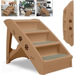 Uisebrt - Escalier pliable pour chien - 4 marches - Avec tapis antidérapant et barre de support - Pour animaux domestiques jusqu'à 75 kg - Marron