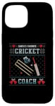 Coque pour iPhone 15 Pull de Noël moche pour entraîneur de cricket préféré du Père Noël