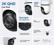 Tapo 2K 4MP QHD Pan/Tilt WiFi Outdoor Security Camera, 360° Visual CCTV, AI with