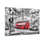 Impression sur Verre 100x70cm Tableaux Image Photo Trafalgar square taxi londres