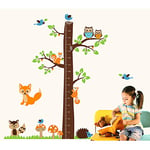 Walplus Autocollant Mural Fox Arbre Mesure Hauteur Amovible Art Décalques Vinyle Maison Décoration DIY Vivant Chambre Bureau Papier Peint D'Enfants Cadeau, Multicolore