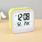 Small Compact Alarm Clock,travel clocks with Repeating Snooze, Night Light, Date and Temperature Travel Collection, USB charging,Yellow