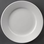 Olympia Athena Wide Rimmed Plates 202 mm/8 inch (Pack of 12), White Porcelain, Dinner Plate Set, Restaurant Tableware, Dinnerware - Microwave, Oven & Dishwasher Safe, CC207