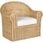 Fauteuil de Jardin Boho en Rotin Coussin Tissu Résistance Extérieur Moyenne Naturel Livadeia