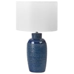 Lampe de Table Bleu Marine en Céramique Coton et Lin 53 cm avec Abat-Jour en Fo