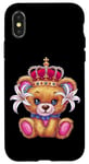 iPhone X/XS Kawaii teddy bear with crown and lilies Case