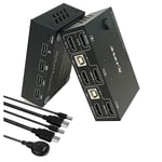 Switch Kvm Double Moniteur,2 Moniteurs 2 Ordinateurs Commutateur Hdmi Usb 2.0,4K@30Hz 2 Entrées 2 Sorties Pc Clavier Souris Commutateur Prise En Charge Copie Et Affichage Étendu