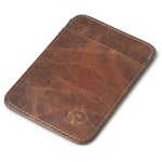 1 STK Ny retro äkta läderficka Bank-ID Case Tunn Smal vintage Herr Cash Pack Busskorthållare Handväska Brown