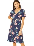 Yumi Floral Print Kimono Sleeve Skater Dress, Navy