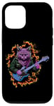 Coque pour iPhone 12/12 Pro Chat jouant de la guitare mignon Kawaii Cat Guitarist Rock Band