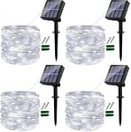 Ligarko Solar Fairy Lights Outdoor, 4 Pack 48Ft Garden Lights Solar Powered Waterproof, 120 LED 8 Modes Copper Wire Decorative Solar String Lights for Trees, Garden, Patio, Yard, Party (Cold White)