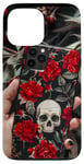 Coque pour iPhone 13 Pro Max Étui de téléphone crâne et roses | Motif accessoire fille gothique