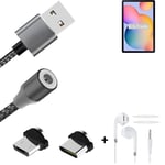 Magnetic charging cable + earphones for Samsung Galaxy Tab S6 Lite Wi-Fi + USB t