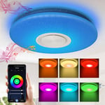 Tolletour - 36W led Deckenleuchten mit Bluetooth-Lautsprecher Smartphone app. dimmbare Musik rgb Farbtemperatur einstellbar. Deckenlampe Sternenlicht