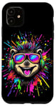 iPhone 11 Hedgehog with Headphones Popart Rainbow Cute Hedgehogs Case