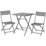 Ensemble meubles de jardin design table carré et chaises pliables résine tressée imitation rotin gris 60x60x72cm Gris