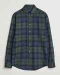 Eton Slim Fit Checked Flannel Shirt Dark Green