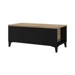 Table basse avec plateau relevable - Décor chene et noir - L 100 x P 50/72 x H 42/55 cm