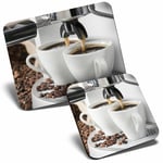 Mouse Mat & Coaster Set - Coffee Machine Cafe Restaurant  #21371