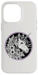 iPhone 14 Pro Max Unicorn in Black White Purple Hibiscus Roses Champion Wreath Case