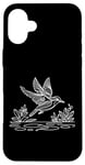 Coque pour iPhone 16 Plus Line Art Oiseau et ornithologue Bleu sarcelle à ailes bleues