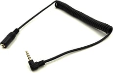 Câble Jack Audio Câble, Doré Plaqué 3,5 mm TRRS 4 Pole à angle droit à 90 degrés mâle vers femelle en spirale Ressort spirale prise stéréo audio AUX câble d'extension (3.5 mm TRRS M/F) 1.5m