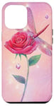 Coque pour iPhone 12 Pro Max Jolie rose rouge et libellule avec étoiles et libellules roses