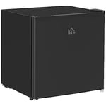 HOMCOM 46 Litre Table Top Mini Fridge, Small Fridge with Ice Box, Reversible Door, Adjustable Temperature and Legs, Mini Fridge for Bedrooms, Home Office, Black