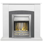 Adam Holden Fireplace in Pure White & Grey/White with Helios Electric  Fire i...