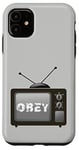 Coque pour iPhone 11 Obey Écran de télévision média de masse Contrôle psychologique