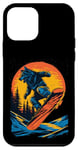 Coque pour iPhone 12 mini Animaux en snowboard- Le loup sur un snowboard