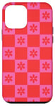 Coque pour iPhone 12 mini Grand damier classique à carreaux orange et rose