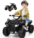 Quad Buggy électrique Enfants 6V Voiture Electrique Effets Sonores Lumineux LED Klaxon Repose Pieds 4 Roues Noir