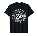 Calligraphy - OM shanti shanti shanti - white circle T-Shirt T-Shirt