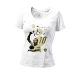 T-Shirt Femme Col V Pele Brésil Vintage Footballeur Foot Star