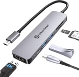 Hub Usb C,6 En 1 Adaptateur Usb C Vers Hdmi 4K 60Hz,2 Ports Usb 3.0,Pd 100W,Lecteur De Cartes Sd/Tf,Pour Macbook Pro/Air M1,Dell,Hp,Lenovo,Steam Deck Et Les Dispositifs De Type C