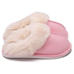 Vintervarma plysch kvinnors tofflor Platta skor inomhus rutschkanor pink 38-39 (fits 36-37)