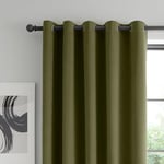 Catherine Lansfield Wilson Velvet Blackout Thermal 90x90 Inch Eyelet Curtains Two Panels Olive Green