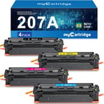 207A Toner avec Puce Compatible HP 207A 207X Cartouche de Toner pour HP Color Laserjet Pro MFP m283fdw M255dw m255nw m282nw m283fnd W2210A W2211A W2212A W2213A(4-Pack).[G841]