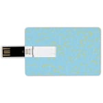 64G USB Flash Drives Credit Card Shape Yellow and Blue Memory Stick Bank Card Style Floral Spring Nature Inspired Pattern Abstract Blossoming Flowers Decorative,Light Blue Marigold Waterproof Pen Thum