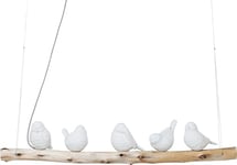Kare Design Suspension Animal Dining Birds, Oiseaux, blanc/marron, porcelain, suspension luminaire, lampe salon, 120x120x15cm (Ampoule Non Incluse)