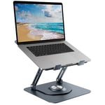 Support Ordinateur Portable avec Base Rotative à 360°, Laptop Stand Pliable en Aluminium Réglable en Hauteur pour le Travail, Rehausseur Ergonomique de PC Portable(10-17") Macbook/Lenovo/HP, Gris